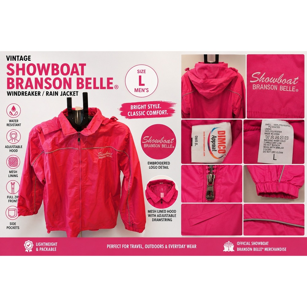 Dunbrooke Showboat Branson Belle Pink Windbreaker Jacket Hooded‎ Womens Large